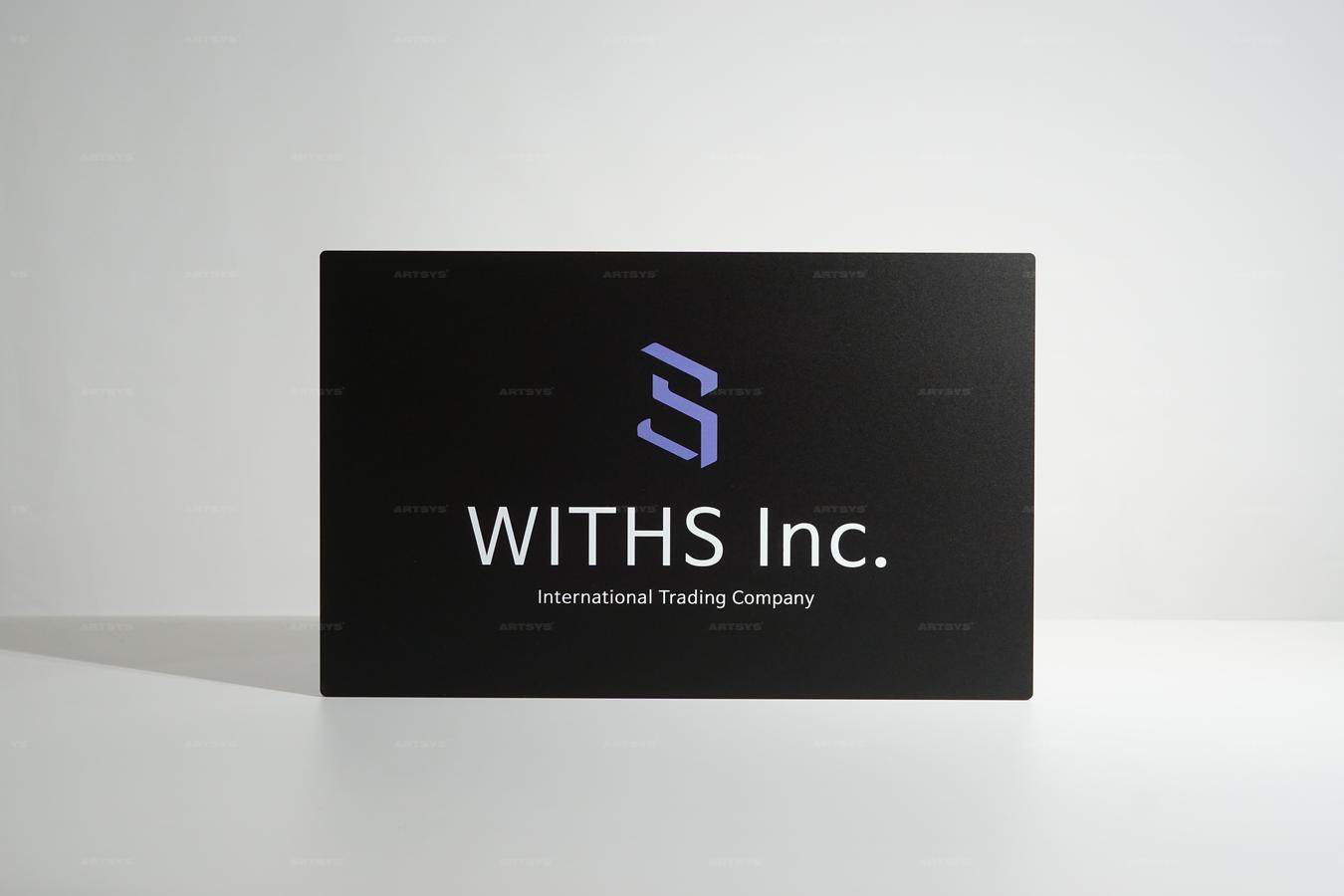 아트시스의 블랙 아크릴 사인보드 WITHHS Inc. 국제 무역 회사